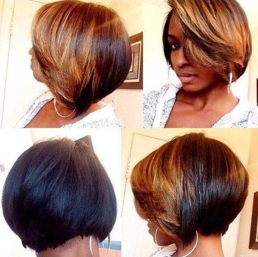 Short Straight Bob with Side Bangs - African American Short Hairstyles
