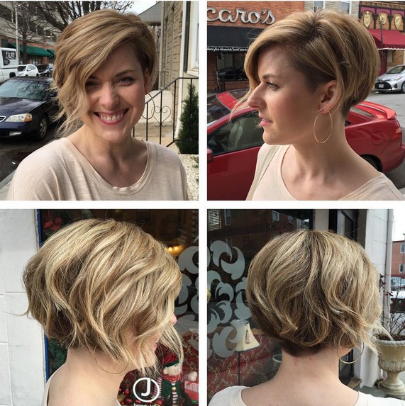 Undercut Bob for Thick Hair - Blonde Balayage with Short Hair
