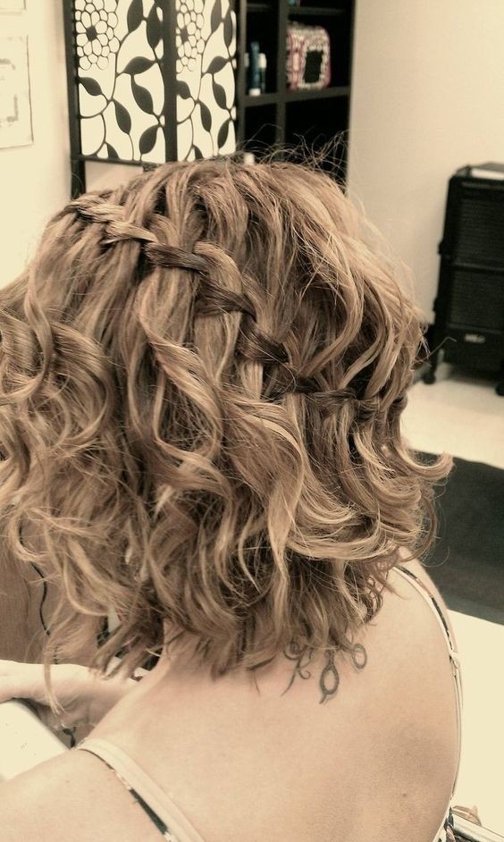 Waterfall Braid for Short Curly Hair - Homecoming Short Hairstyle Ideas