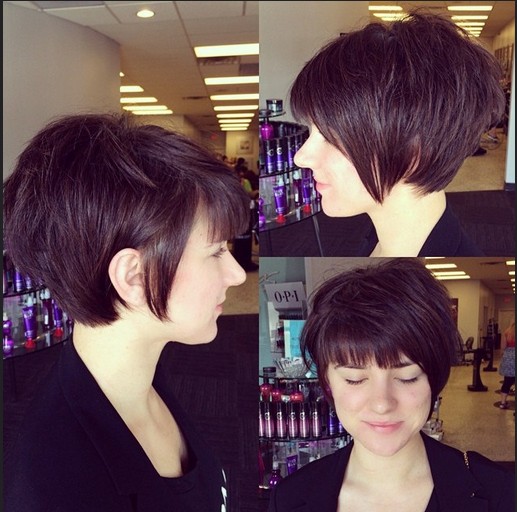 Cute Short Hairstyle with Blunt Bangs - Pixie Haircut for Women and Girls
