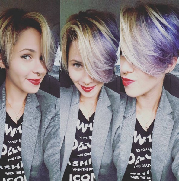 Long Pixie Haircut with Bangs - Ombre, Balayage Hairstyle for Short Hair