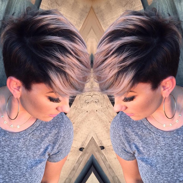Pastels Short Hairstyles - Undercut with Short Hair - Pixie Hairstyles with smokey pink hair