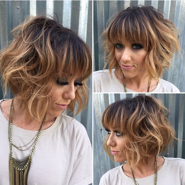 Perfect Shaped Curly Bob for Thick Hair - Short Hairstyles with Bangs