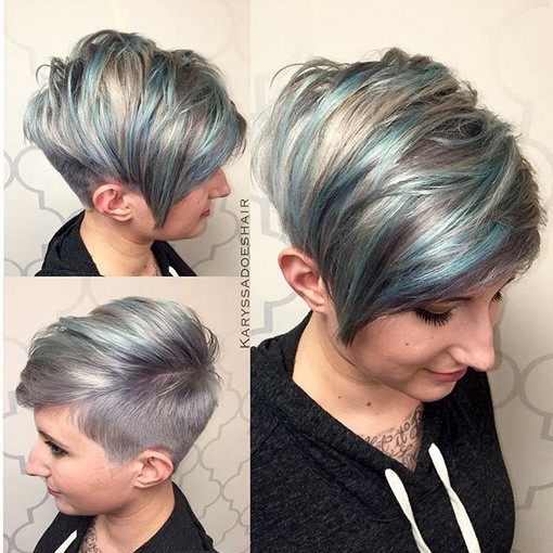 Pretty, Shaved Pixie Hairstyle with Side Bangs - Balayage Hairstyles for Short Hair