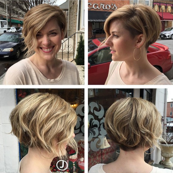Short Hairstyles for Side Bangs - Undercut Bob - Balayage Hairstyles with Thick Hair