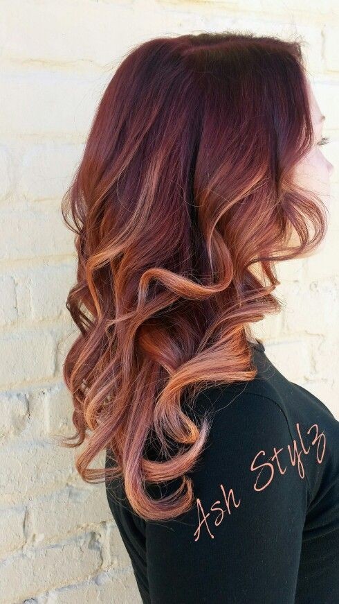 Curly, Long Hairstyles with Mahogany and Copper Color