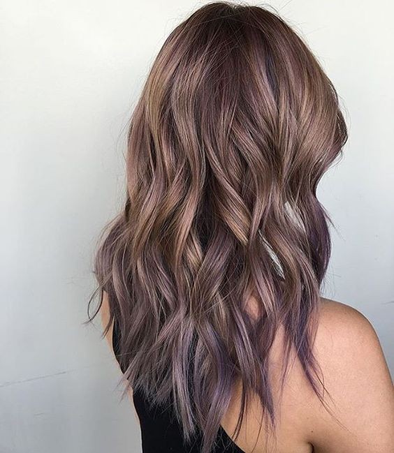 Medium Layered Hairstyles for Thick Hair - Ash, Pearl and Lilac Tones Balayage