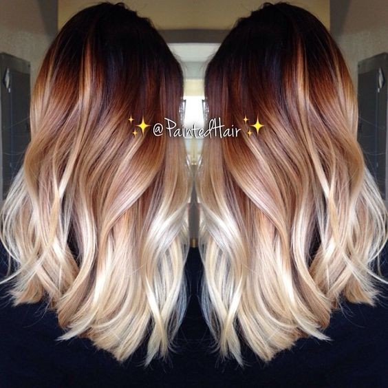 Ombre Medium Wavy Hairstyle - Balayage Hair Style