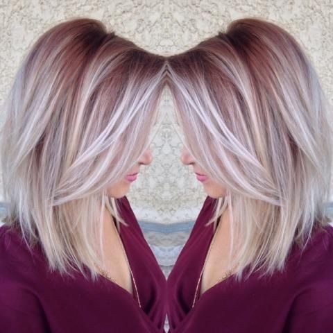 Straight Lob Hairstyle - Ombre, Balayage Hair Styles