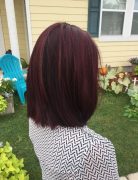 Straigt Lob Hair Cuts with Mahogany violet red Hair - Fall Hairstyles for Women