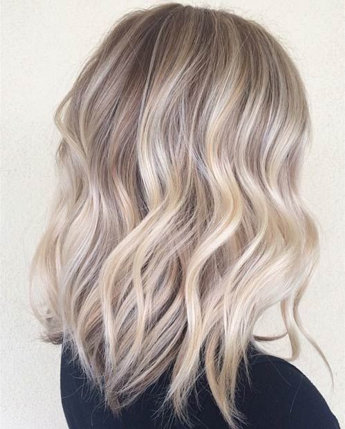 Ash Blayage Wavy Lob - Medium Length Haircuts 2017