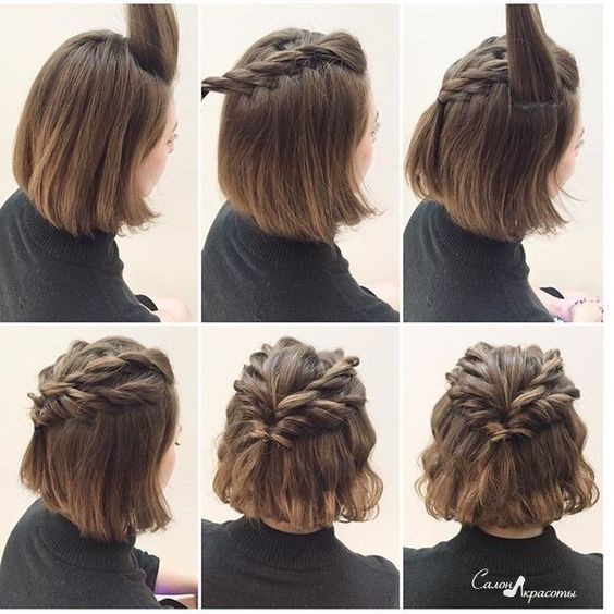 Braided Crown Hairstyle with Bob - Prom Short Hairstyles