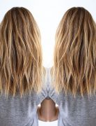 Layered, Brown, Blonde Balayage - Shoulder Length Hairstyle for Thick Hair 2017