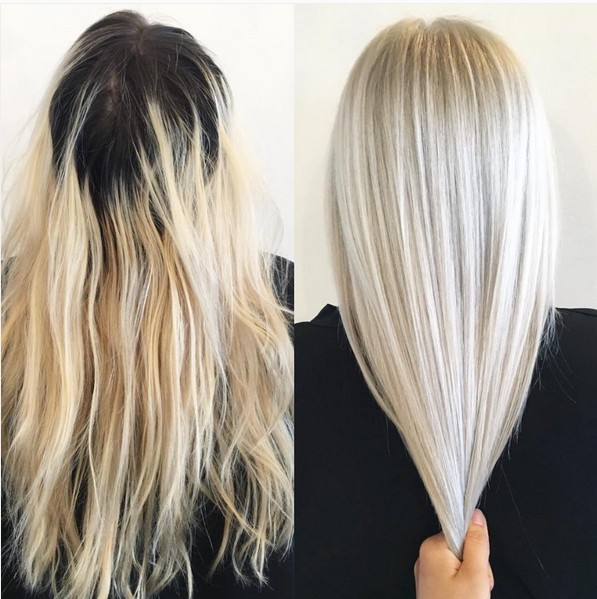 Medium Straight Haircut - Hair Color Ideas with Platinum Blonde Hair