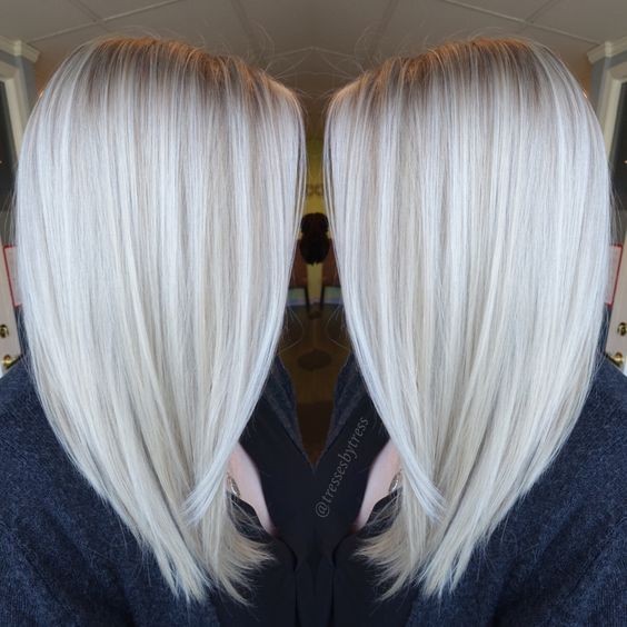 Platinum White Blonde Balayage - Straight Shoulder Length Haircut 2017