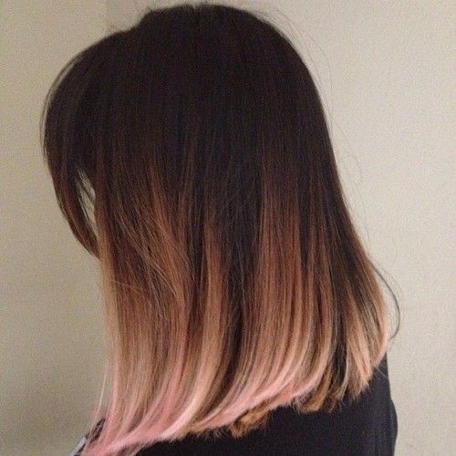 Light Brown, Blonde Ombré - Pink Dip Dye Hair