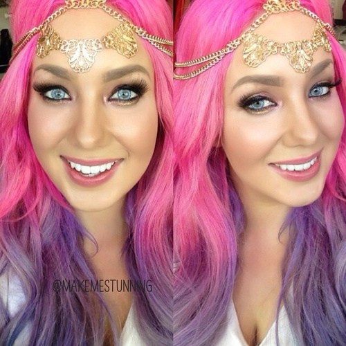 Purple Highlights in Pink Hair