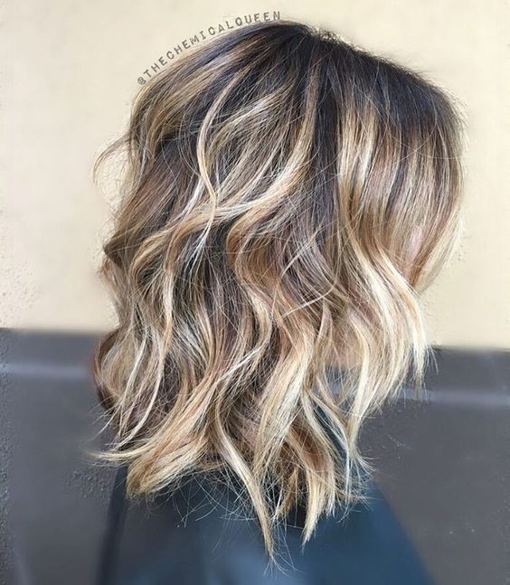 Balayage Hairstyles for Thick Hair - Curly, Wavy Lob Hair Cuts for Women