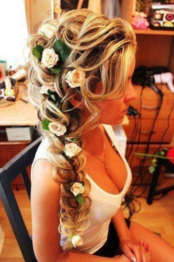 Romantic Braided Wedding Hairstyles with Beautiful Flowers