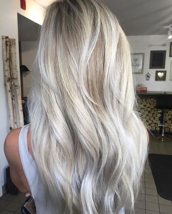 Stylish Hair Color Ideas for Fall - Balayage silver ash blonde
