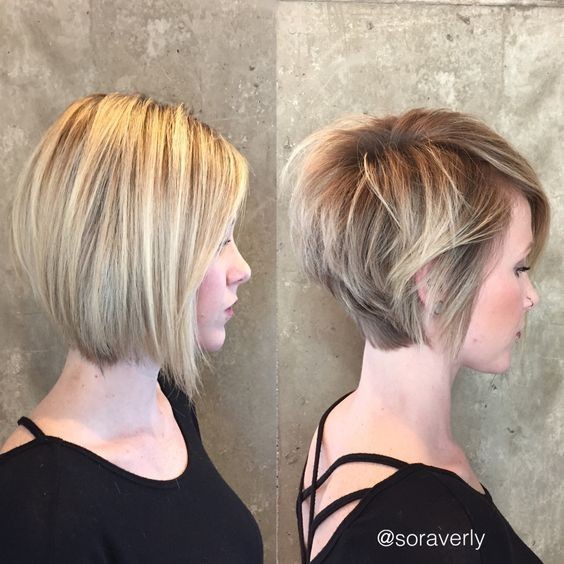 Balayage Short Haircut with Straight Hair - Trendy Short Hair Cuts for Women