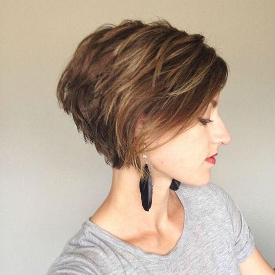 Balayage Short Hairstyle - Stacked Short Hair Cuts