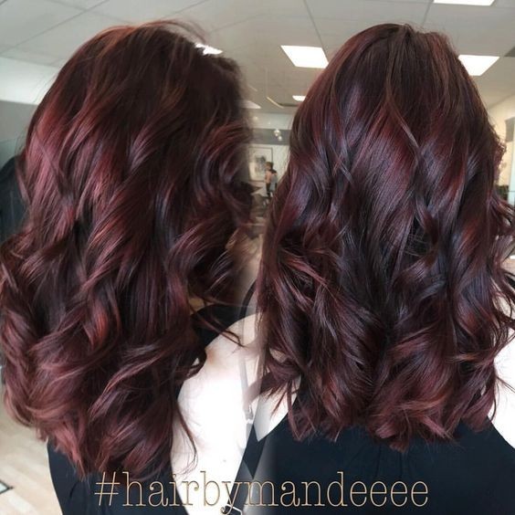 Curly Hairstyles for Medium, Long Hair - Burgundy Brown Hair Color