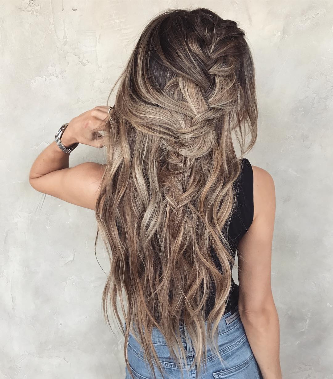 Messy Braided Hairstyle with Long Hair, Women Long Hairstyles for Summer