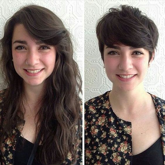 Long To Short Hairstyles Before and After, Women Short Haircut Ideas