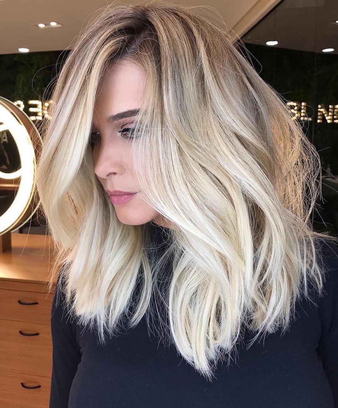 Bleach Blonde Medium Hairstyles Images