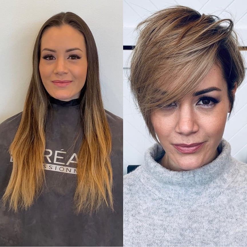 Long to Short Haircuts Before and After - Female Short Hairstyle Idea