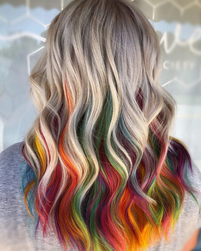 10 Women's Long Hair Color Trends in Vivid Rainbow Designs - PoP Haircuts