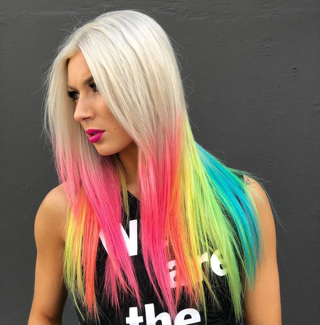 10 Women's Long Hair Color Trends in Vivid Rainbow Designs