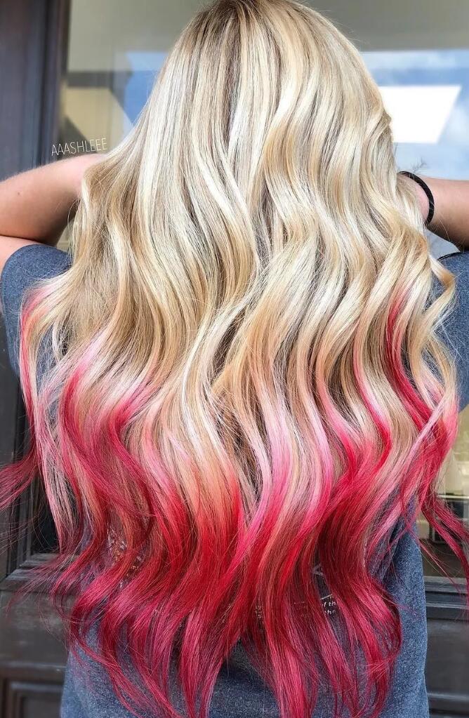 Red Highlights On Blonde Hair
