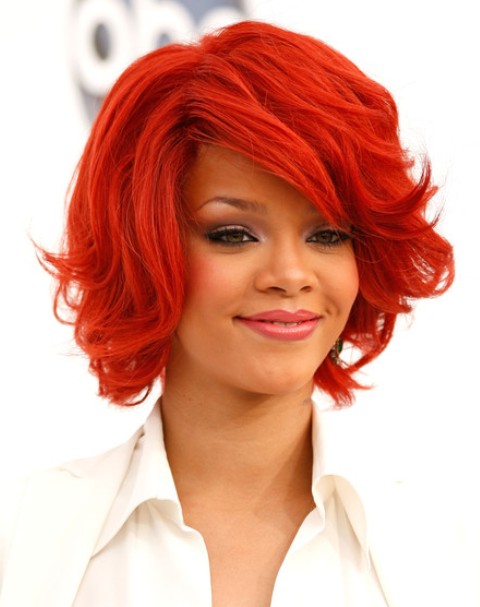 Rihanna Medium Layered Hairstyles 2012