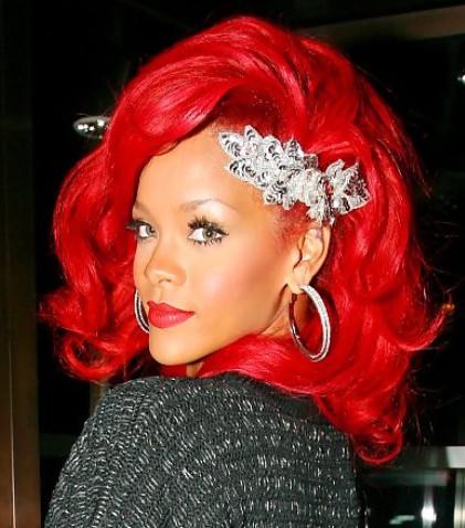 Rihanna Medium Red Hairstyles