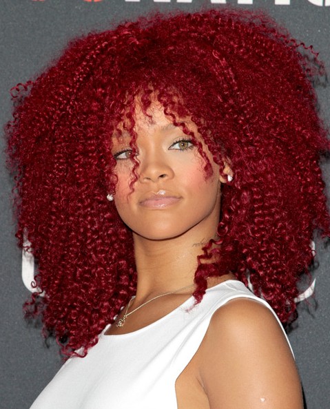Rihanna Very Curly Hairstyles 2012